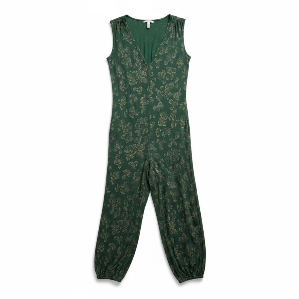Anthropologie Women's XS Weekend Sleep Lounge Jumpsuit Green Floral